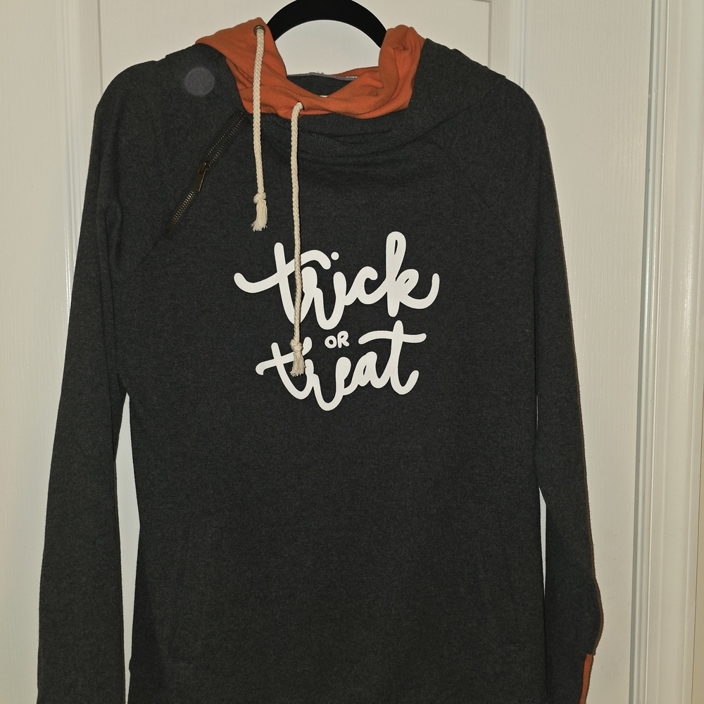 AMPERSAND AVE Halloween Gray and Orange Double Hoodie
